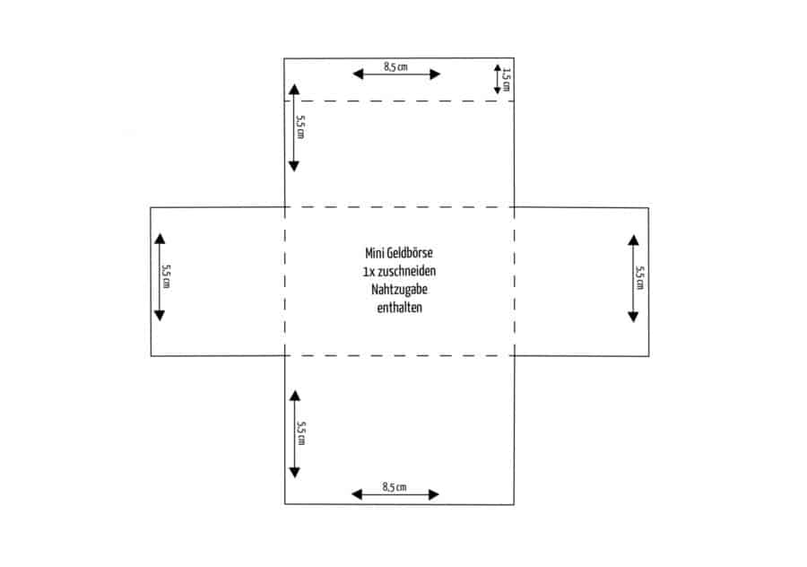 Schnittmuster Mini Geldbörse Maße
